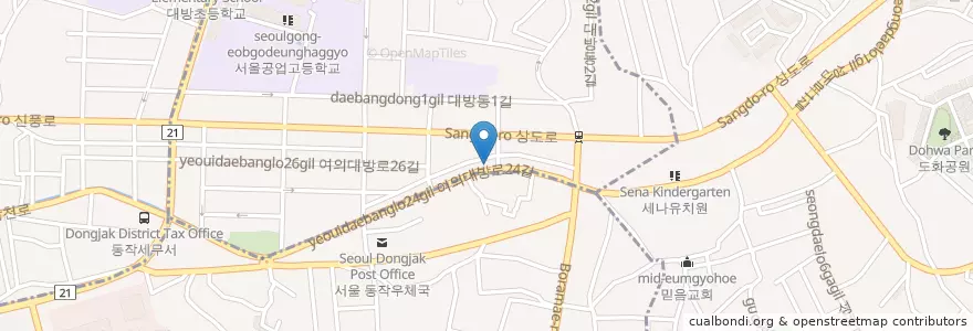 Mapa de ubicacion de 구립은하어린이집 en Corea Del Sud, Seul, 동작구.
