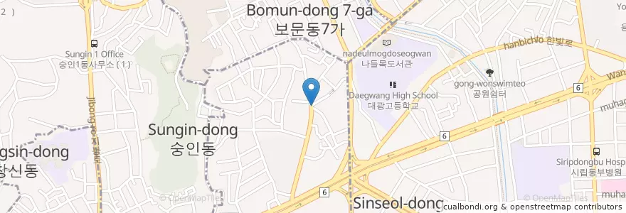 Mapa de ubicacion de 만남포차 en کره جنوبی, سئول, 숭인2동.