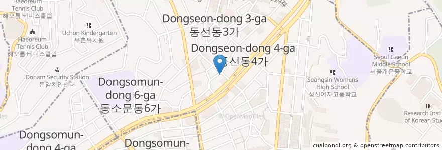 Mapa de ubicacion de 땡큐떡볶이 en 대한민국, 서울, 성북구.