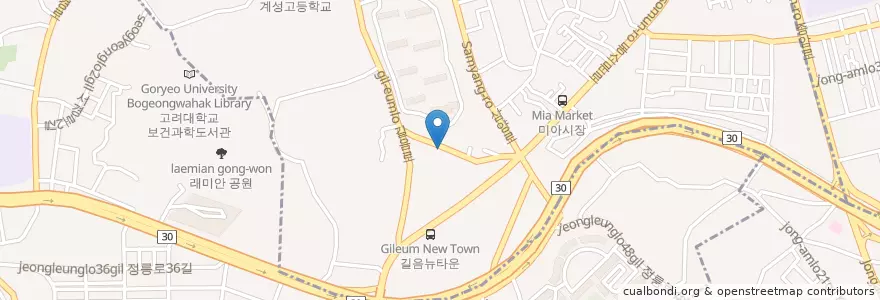 Mapa de ubicacion de 옛날산골통닭3마리만원 en Corea Del Sud, Seul, 성북구, 길음1동, 길음1동.