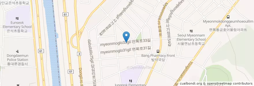 Mapa de ubicacion de 곱창박사 en Corea Del Sur, Seúl, 면목4동.