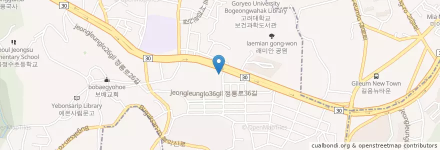 Mapa de ubicacion de 정릉1동어린이집 en Coreia Do Sul, Seul, 성북구, 정릉1동.