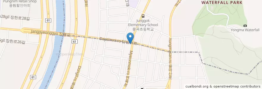 Mapa de ubicacion de 삼삼이네생고기 en South Korea, Seoul, Gwangjin-Gu.
