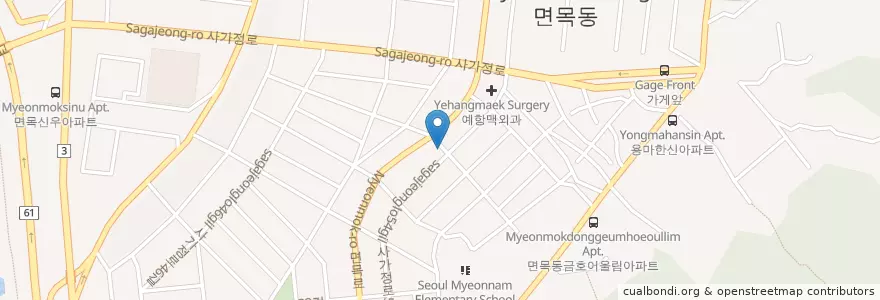 Mapa de ubicacion de 민속주막토담골 en Güney Kore, Seul, 중랑구.
