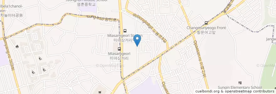 Mapa de ubicacion de 장원생고기전문 en 대한민국, 서울, 강북구, 성북구, 송중동.