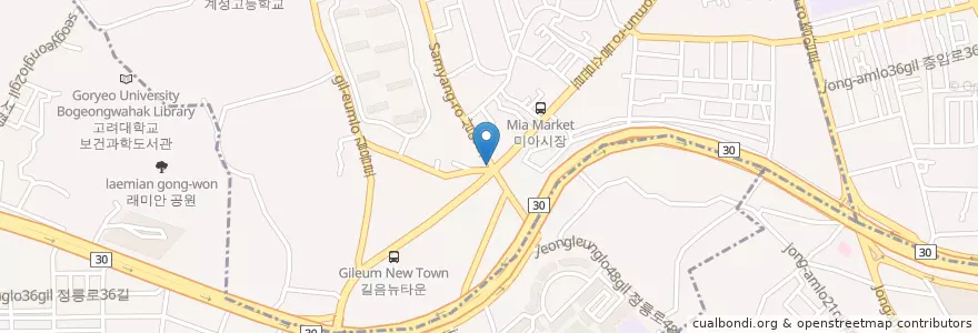 Mapa de ubicacion de 38콩땡콩나물국밥 en Corée Du Sud, Séoul, 성북구, 길음1동, 길음1동.
