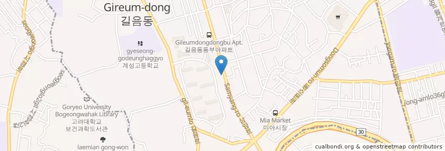 Mapa de ubicacion de 둥근달 en Corea Del Sur, Seúl, 성북구, 길음1동, 길음1동.