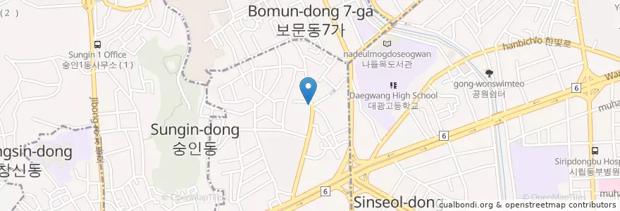 Mapa de ubicacion de 페리카나 en 大韓民国, ソウル, 숭인2동.
