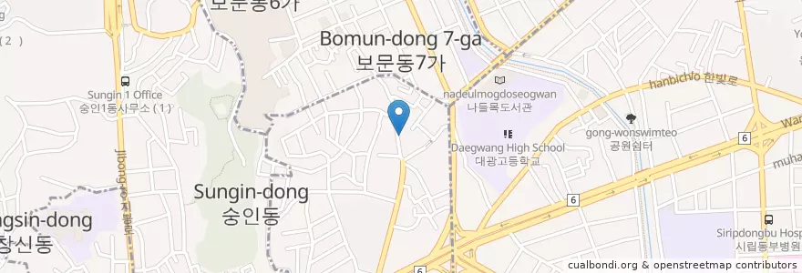 Mapa de ubicacion de 박리분식 en 大韓民国, ソウル, 숭인2동.