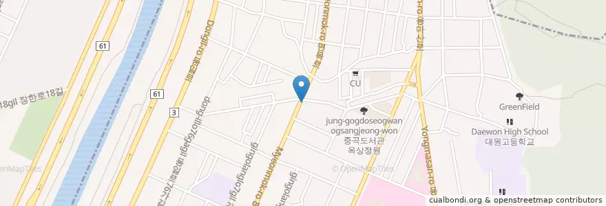 Mapa de ubicacion de 대박노래연습장2F                딱한잔만 en Güney Kore, Seul, 광진구, 중곡3동.
