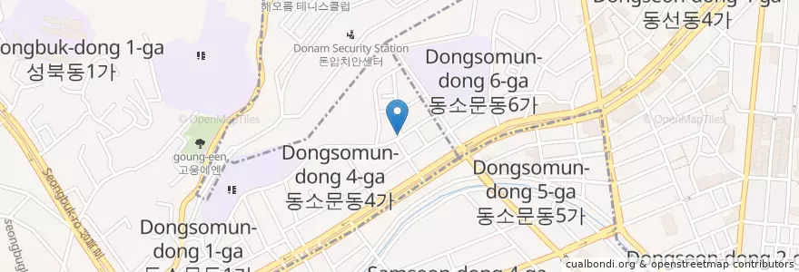 Mapa de ubicacion de 정직한총각네고기간 en كوريا الجنوبية, سول, 성북구, 성북동.