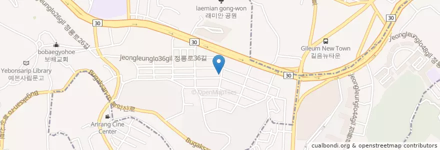 Mapa de ubicacion de 정릉갈비 en کره جنوبی, سئول, 성북구, 정릉1동.