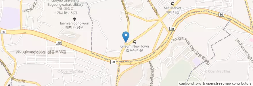 Mapa de ubicacion de 바다회직판장 en 대한민국, 서울, 성북구, 길음1동, 길음1동.