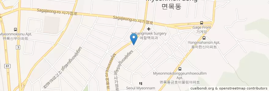 Mapa de ubicacion de 맘스터치 en South Korea, Seoul, Jungnang-Gu.