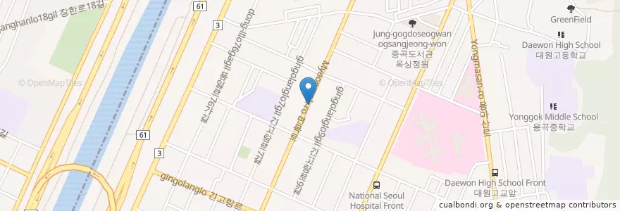 Mapa de ubicacion de 다온동물병원 en 대한민국, 서울, 광진구, 중곡3동.