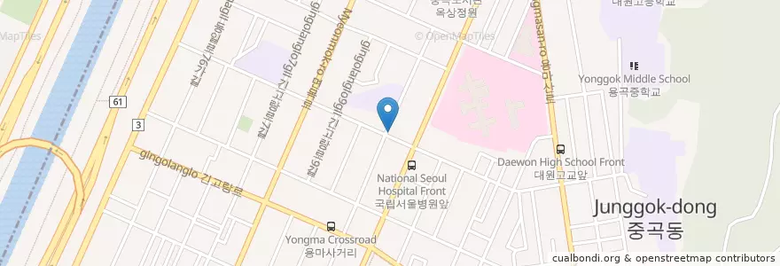 Mapa de ubicacion de 양자강(짱깨집) en Korea Selatan, 서울, 광진구, 중곡1동.