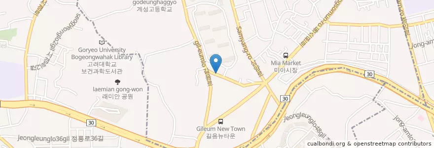 Mapa de ubicacion de Mg새마을금고 en Coreia Do Sul, Seul, 성북구, 길음1동, 길음1동.