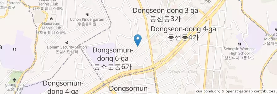 Mapa de ubicacion de 원두막셀프백반 en 대한민국, 서울, 성북구.