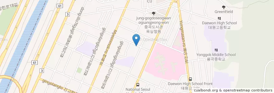 Mapa de ubicacion de 늘평화어린이집 en Zuid-Korea, Seoel, 광진구, 중곡3동.