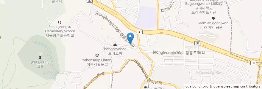 Mapa de ubicacion de 만남휴게소 en 대한민국, 서울, 성북구.