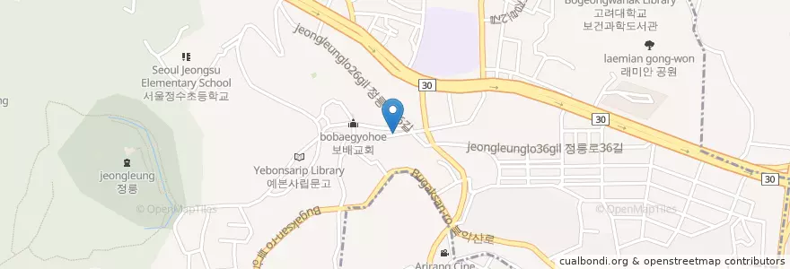 Mapa de ubicacion de 꼬꼬네5천통닭 en 대한민국, 서울, 성북구.