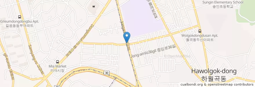 Mapa de ubicacion de 보배짬뽕 en Республика Корея, Сеул, 성북구, 길음2동.