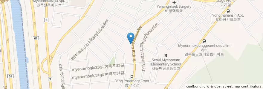 Mapa de ubicacion de 7080라이브 en Corée Du Sud, Séoul, 중랑구, 면목7동.