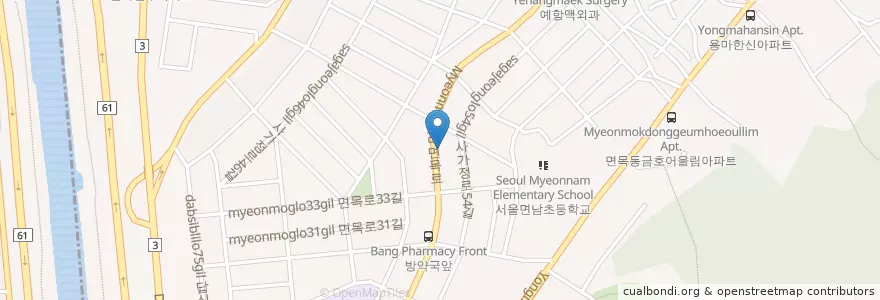 Mapa de ubicacion de 한국중앙교회 en Corea Del Sur, Seúl, 중랑구, 면목7동.
