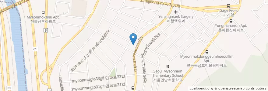 Mapa de ubicacion de 열방교회 en 대한민국, 서울, 중랑구.