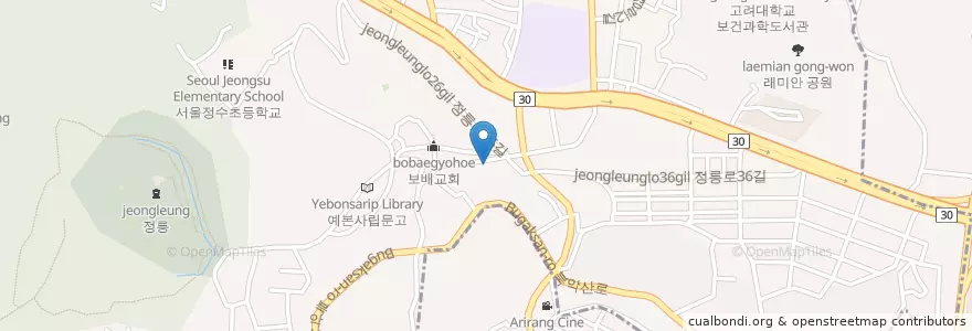 Mapa de ubicacion de 돌아가는소고기9900원 en 대한민국, 서울, 성북구.