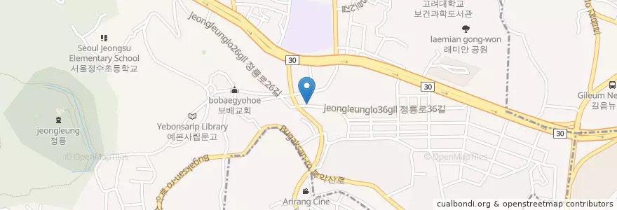 Mapa de ubicacion de 새사도교회 en 대한민국, 서울, 성북구.