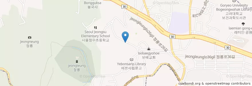 Mapa de ubicacion de BBQ en Corea Del Sud, Seul, 성북구, 정릉2동.