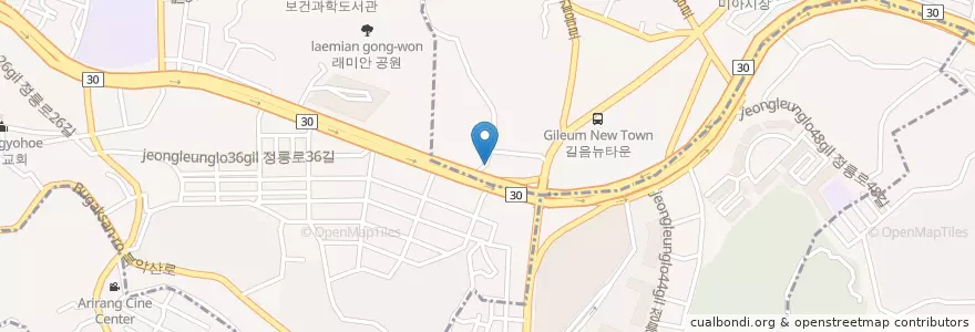 Mapa de ubicacion de 웅지어린이집 en Corée Du Sud, Séoul, 성북구, 정릉1동.