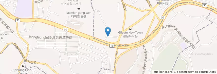 Mapa de ubicacion de 난이네곱창.부산어묵 en Korea Selatan, 서울, 성북구, 정릉1동.