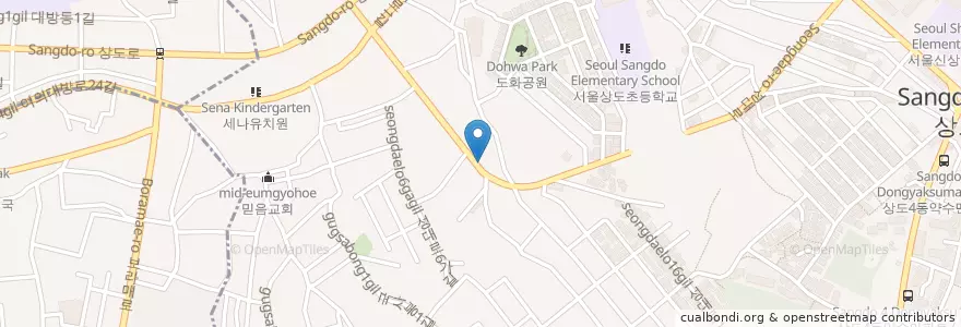 Mapa de ubicacion de 복권나라 en Corea Del Sud, Seul, 동작구, 상도3동, 상도4동.