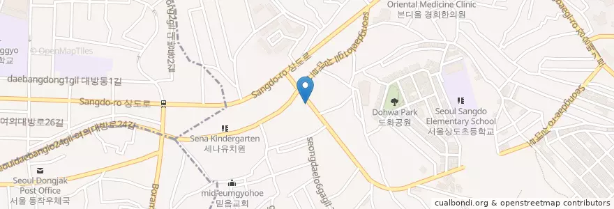 Mapa de ubicacion de 성신의원 en Korea Selatan, 서울, 동작구, 상도3동.