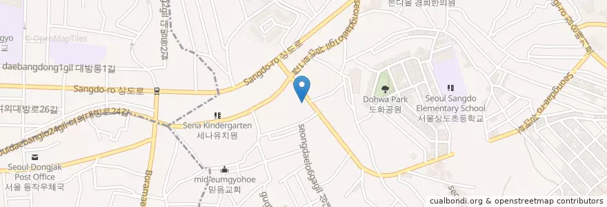 Mapa de ubicacion de 장수참맛두부.잡곡쌀 en 韩国/南韓, 首尔, 銅雀區, 상도3동.