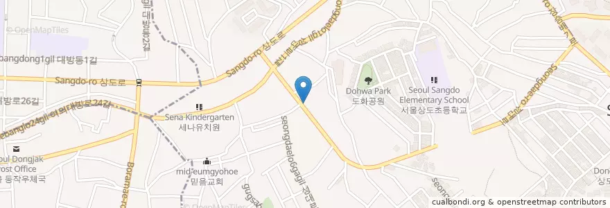 Mapa de ubicacion de 딱이야노래연습장2F en 대한민국, 서울, 동작구, 상도3동, 상도4동.