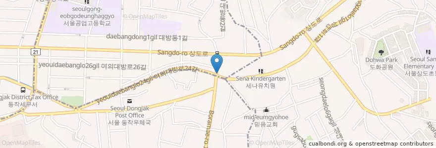 Mapa de ubicacion de NH농협 en 대한민국, 서울, 동작구.