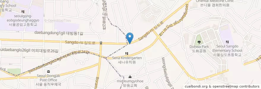 Mapa de ubicacion de 유료주차장 en Südkorea, Seoul, 동작구, 상도3동.
