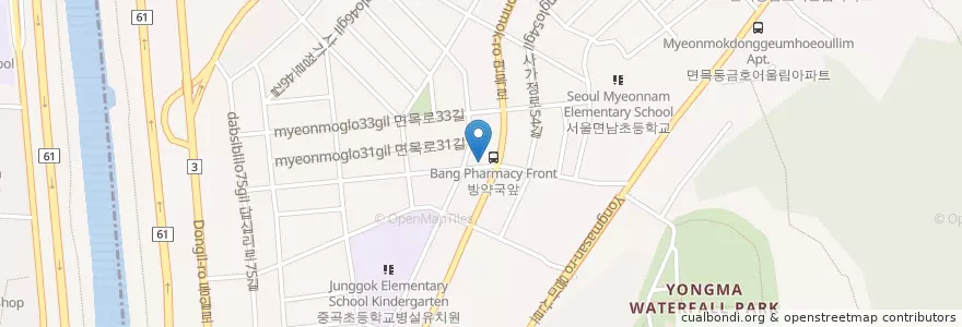 Mapa de ubicacion de 목우촌통닭구이 en 대한민국, 서울, 중랑구, 면목4동.