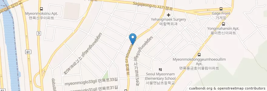 Mapa de ubicacion de 로또판매점 en Güney Kore, Seul, 중랑구.