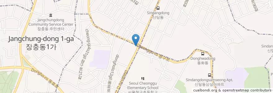 Mapa de ubicacion de KB국민은행 en 大韓民国, ソウル, 中区, 다산동.