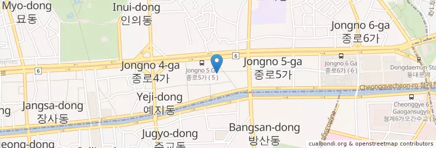 Mapa de ubicacion de 종로우리약국 en Güney Kore, Seul, 종로1·2·3·4가동.