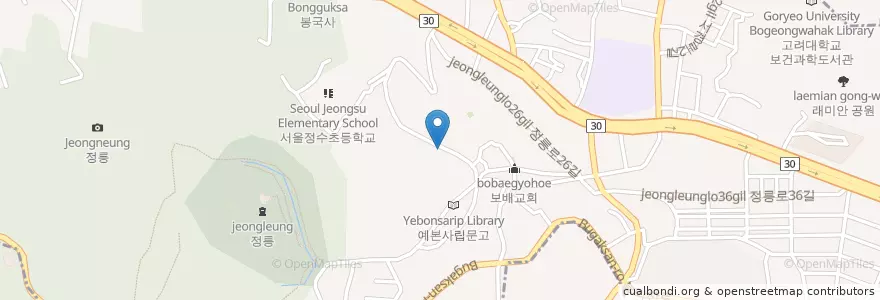 Mapa de ubicacion de 또레오레3F en Güney Kore, Seul, 성북구, 정릉2동.