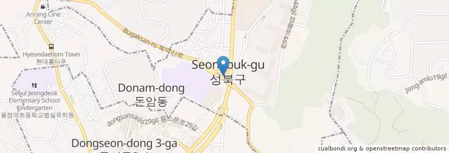Mapa de ubicacion de 샘물분식.금광당 en 대한민국, 서울, 성북구, 돈암1동.