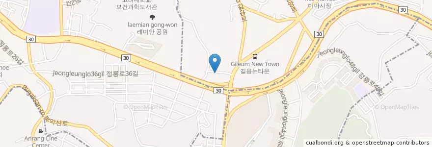 Mapa de ubicacion de 궁중가구 en Corée Du Sud, Séoul, 성북구, 정릉1동.