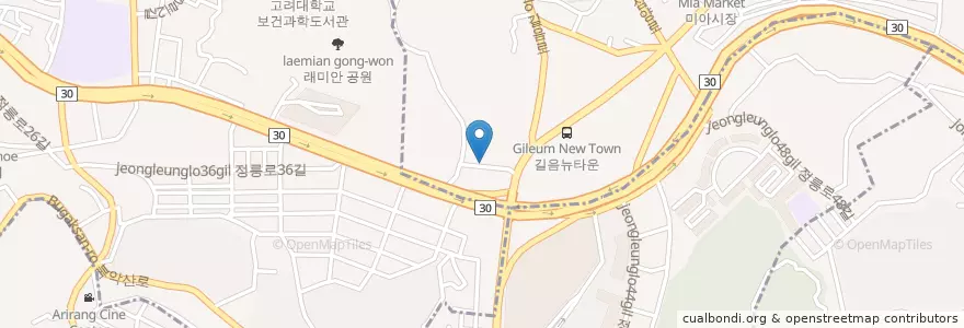 Mapa de ubicacion de 길음포차 en Güney Kore, Seul, 성북구.