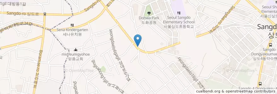 Mapa de ubicacion de 맛나분식 en Güney Kore, Seul, 동작구, 상도3동, 상도4동.