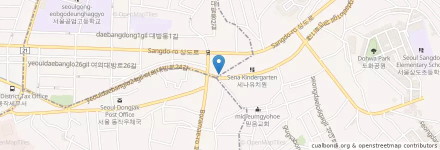 Mapa de ubicacion de KB국민은행 en 韩国/南韓, 首尔, 銅雀區.